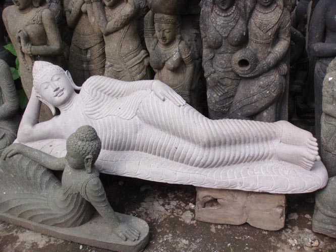Large Sleeping Stone Buddha Statue 83"